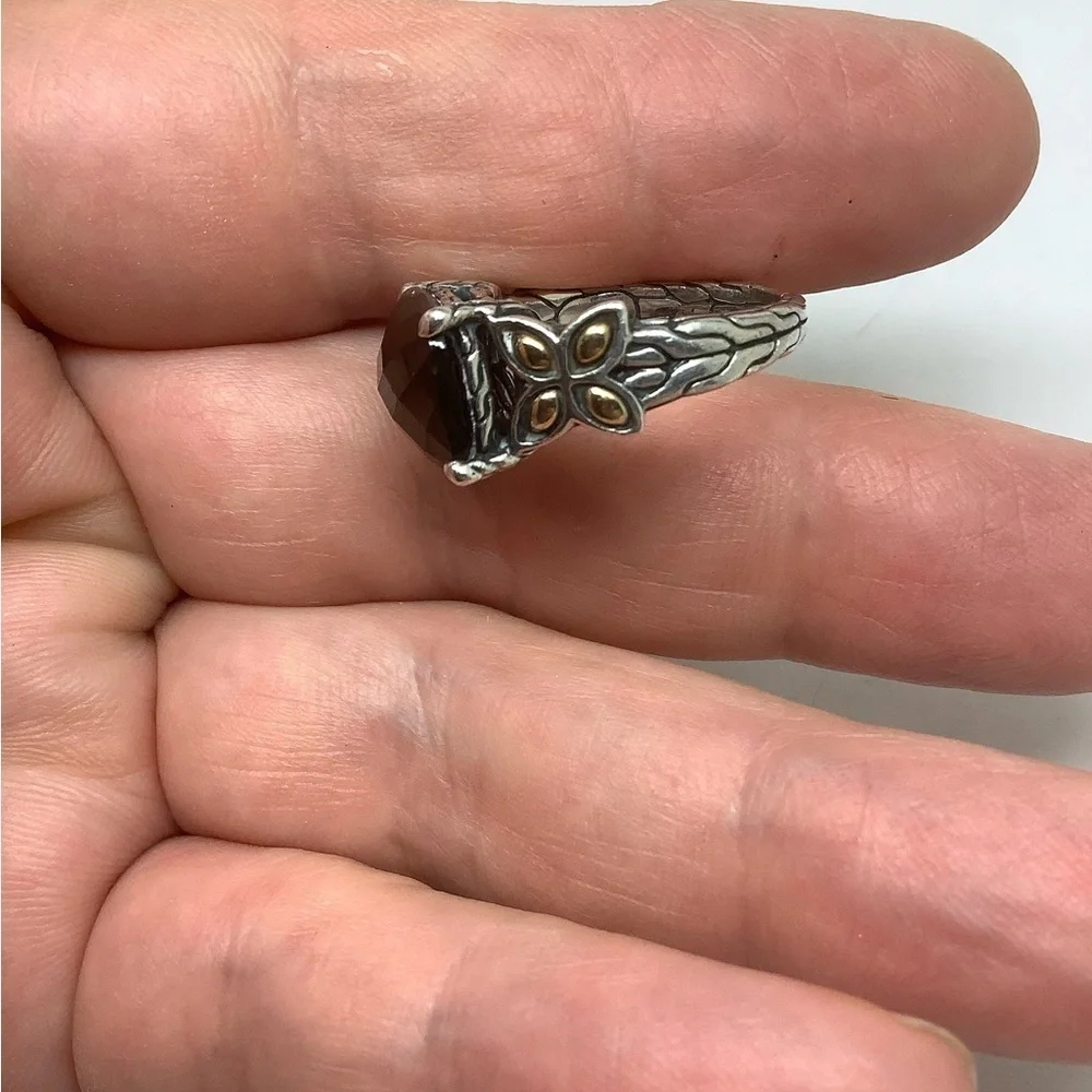 John Hardy sterling silver 18k Smoky Quartz Ring